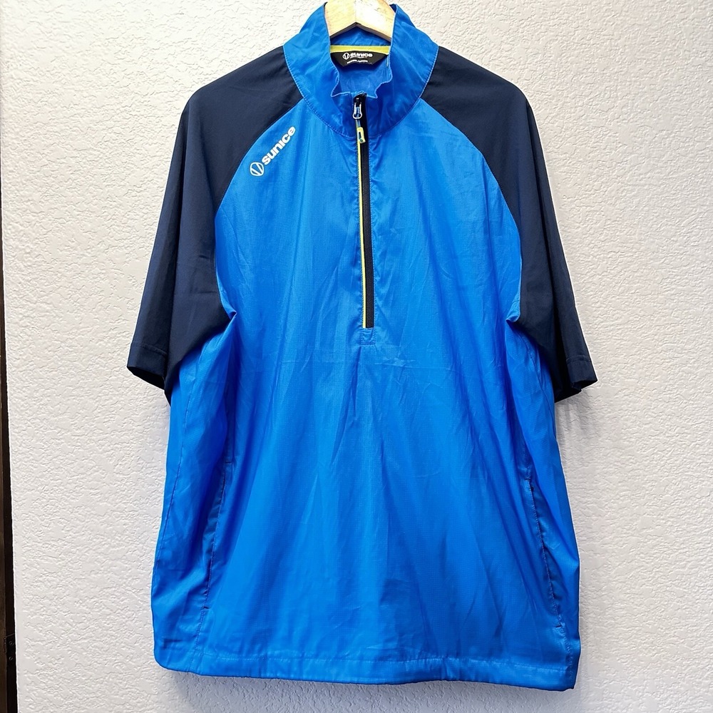 Sunice Zephal Mens XL Blue Black Short Sleeve‎ Half Zip Golf Windshirt S53002C